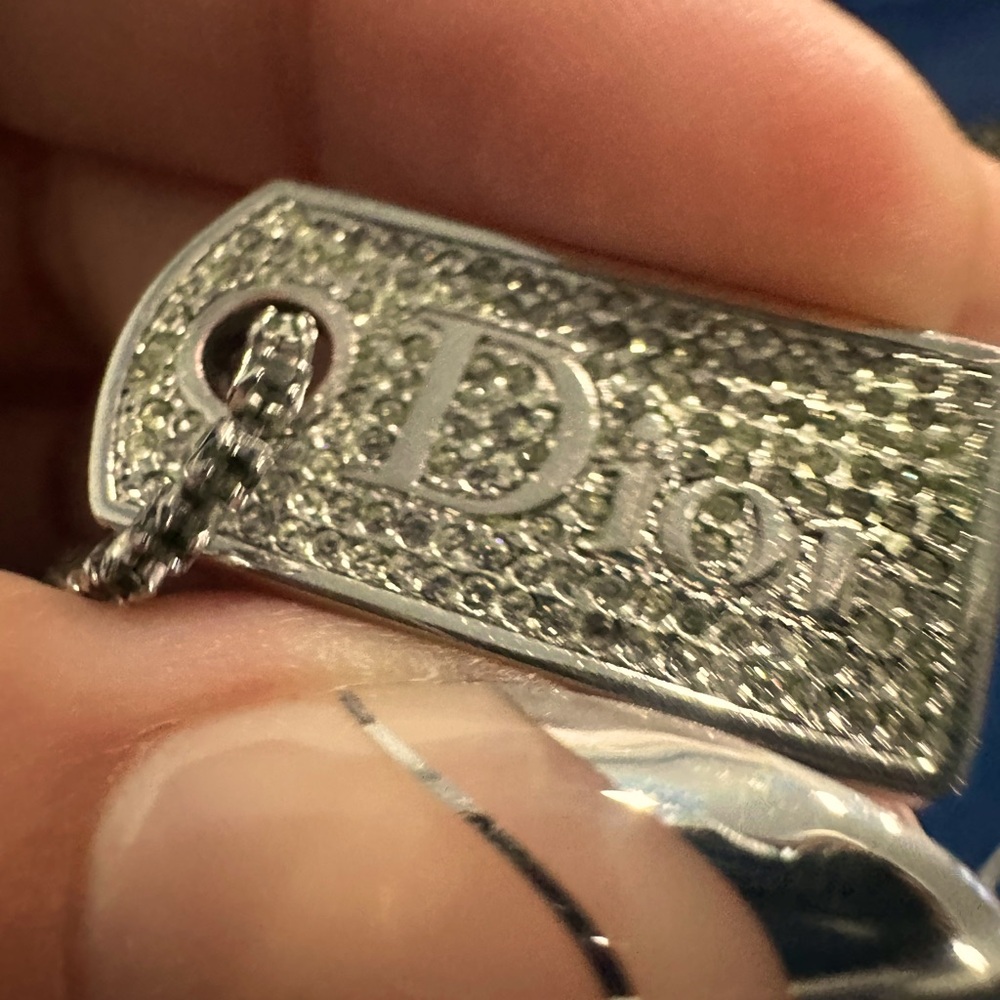 Dior Double Layer Silver Diamond Studs Necklace - image 7